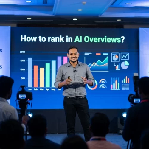Vishal Gupta presenting How to rank in AI Overviews